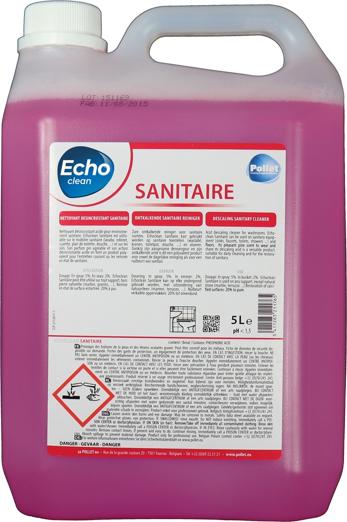 ECHOCLEAN Sanitaire en 5L