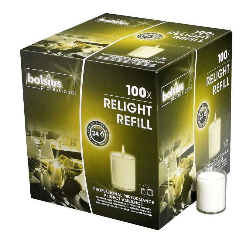 Bougie Bolsius relight refil support transp.24H x100pces