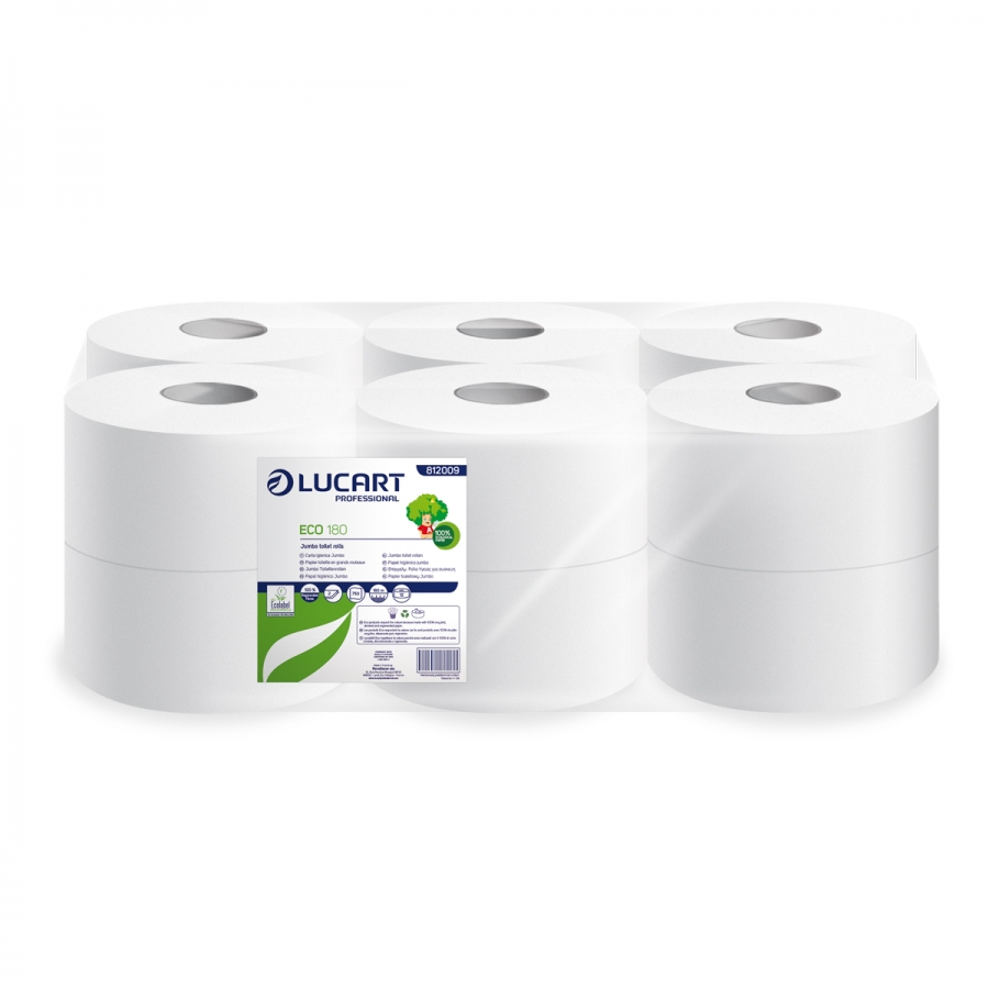 Mini Toilette Eco Lucart 2 plis 180M / 750 coupons - x 12 rlx -T2 Mini Jumbo