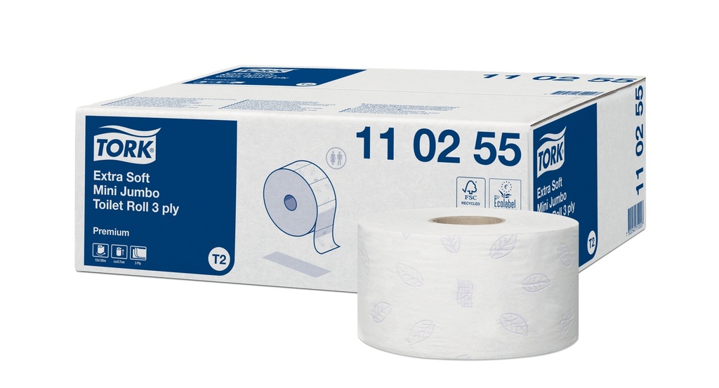 Papier Toilette Tork mini jumbo Extra Soft x12rlx 3plis