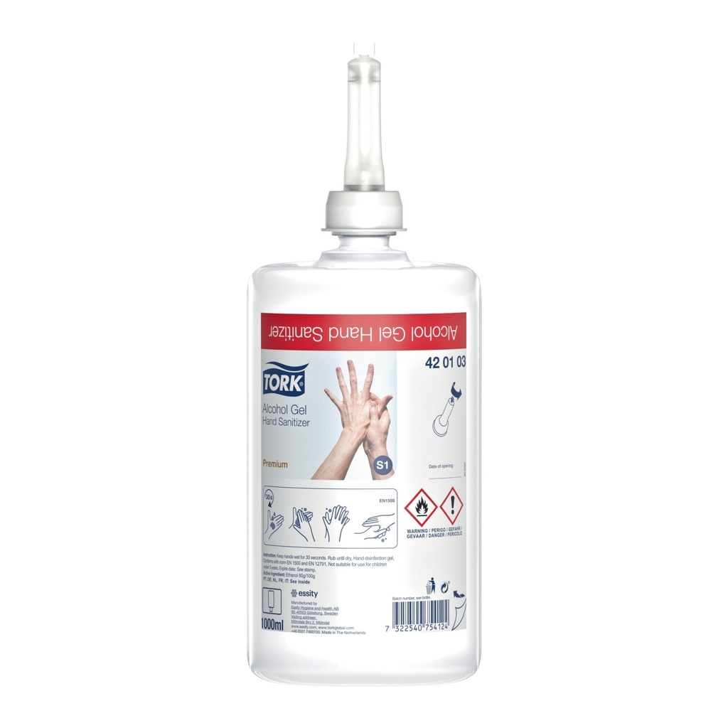 Gel Alcool Tork 1L-Notif 1027-Biocide-6x1L Prix carton