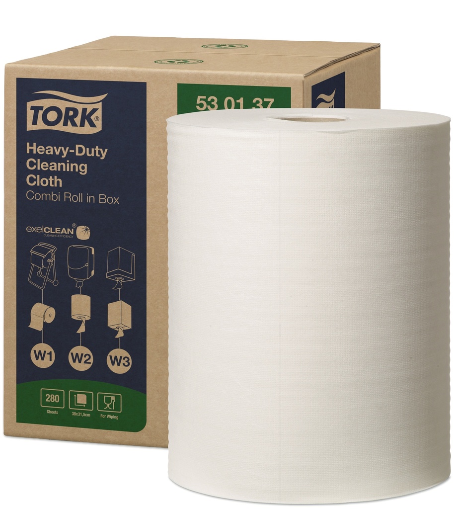 Tork Heavy-Duty Cloth Combi Roll blanc in Box x280p W1/W2