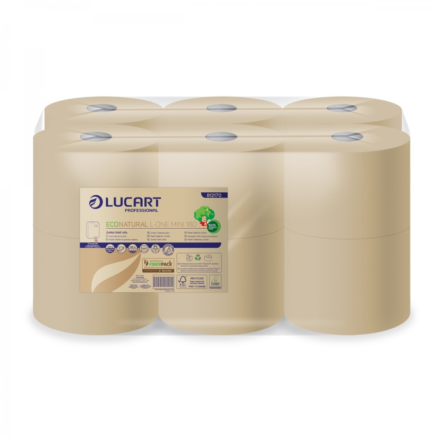 Papier Toilette Lucart EcoNatural Reflex One Mini 2 plis 180M x12Rlx