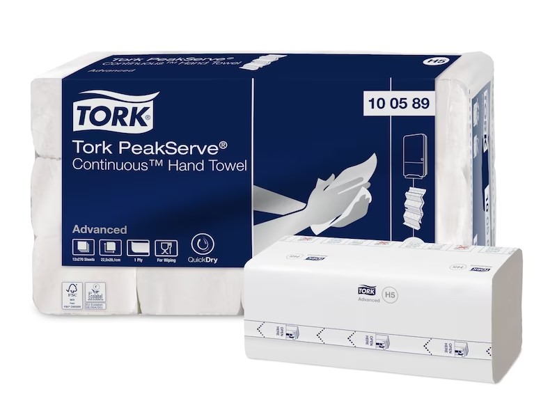 Essuie-mains continus Tork PeakServe 1 pli blanc H5 Advanced - Cart. de 3240 pièces (12x270pcs)