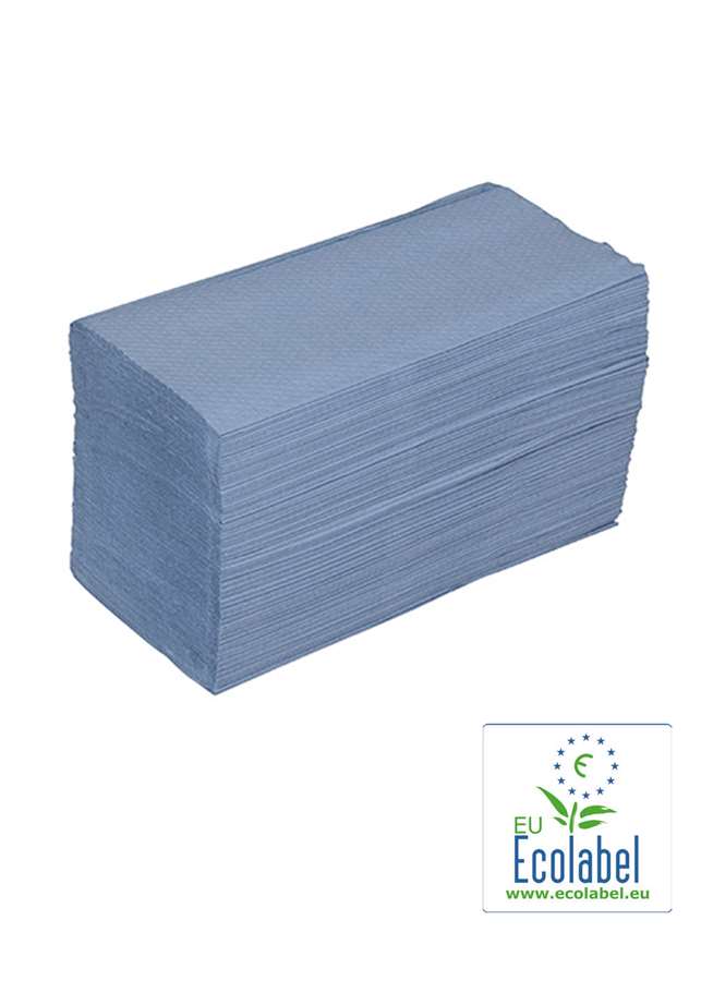 Serv. Mains Bleu 2 plis V 21x22cm Wipe Away - Cart. 20x200 feuilles