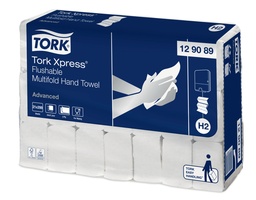 [50823] [12 90 89-12 90 89] Serviette mains X Press Flushable Tork  24cm x 21 cm 2 plis blanc 21x200pces-H2